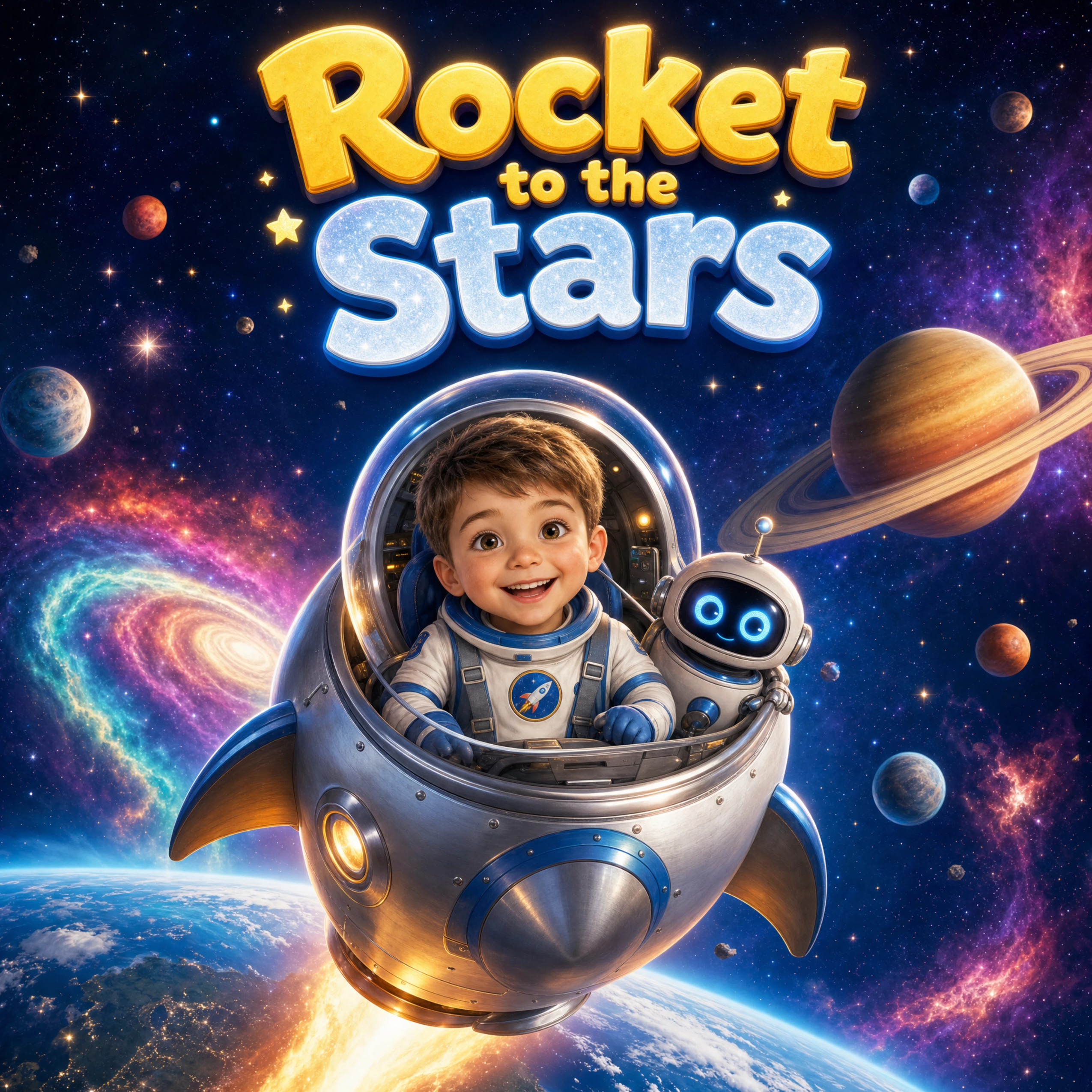Cover of Rocket To The Stars, a personalized children's book